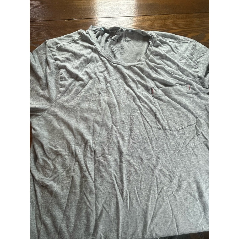 Robert Graham Shirt Mens 2XL Gray Solid Pocket Cotton Modal Short Sleeve Tee